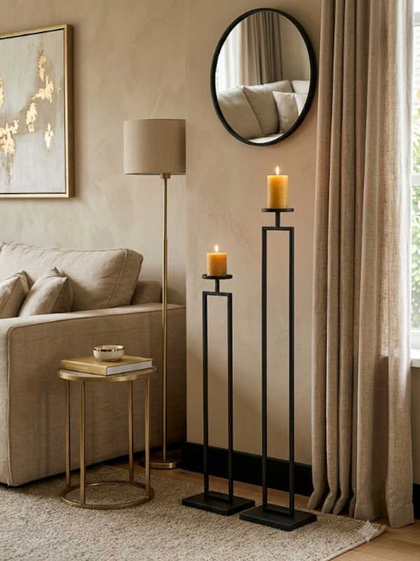 Vloer Kandelaar Set Zwart Concordia | Vase The World | Set van 2