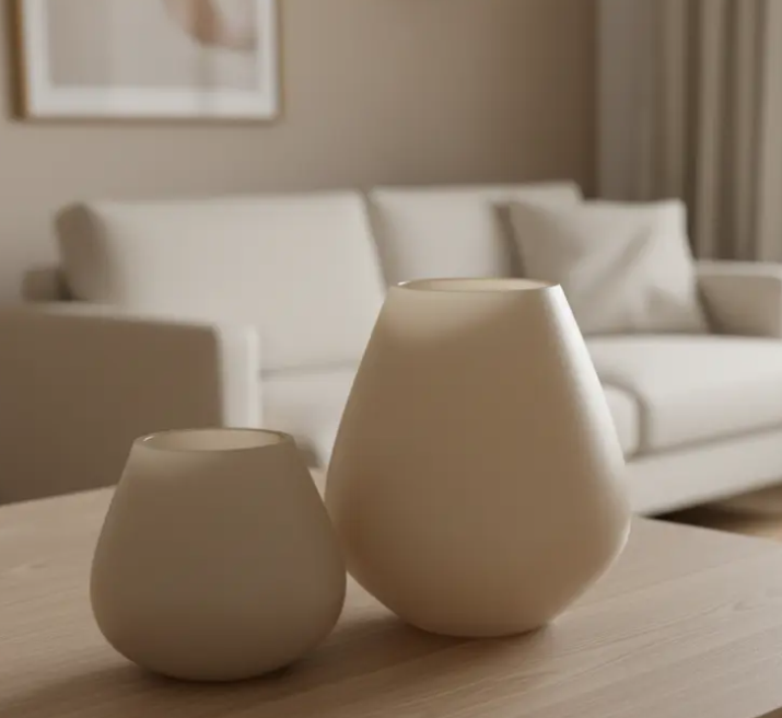 Tasman Windlichten | Matte Beige | Set van 2