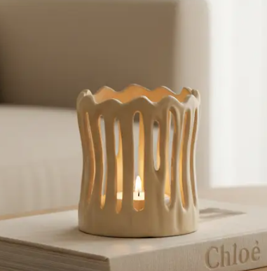 Waxinelichthouder 'Tivoli' | Mat Zand | Ø8,5x10 cm