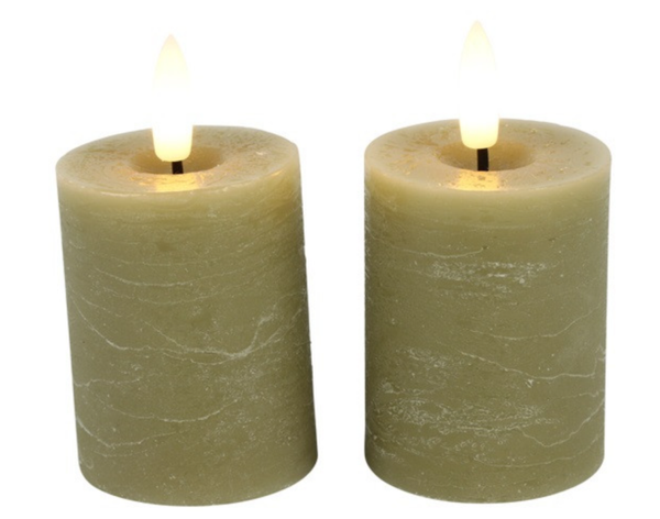 Mini LED Stompkaarsen | Taupe | Ø5x9cm | Countryfield | Set van 2