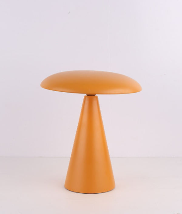 LED Bureaulamp ‘Mushie’ – Draadloze Tafellamp op Accu met Kleurstanden | Mat Oker | 15,5x15,5x21cm