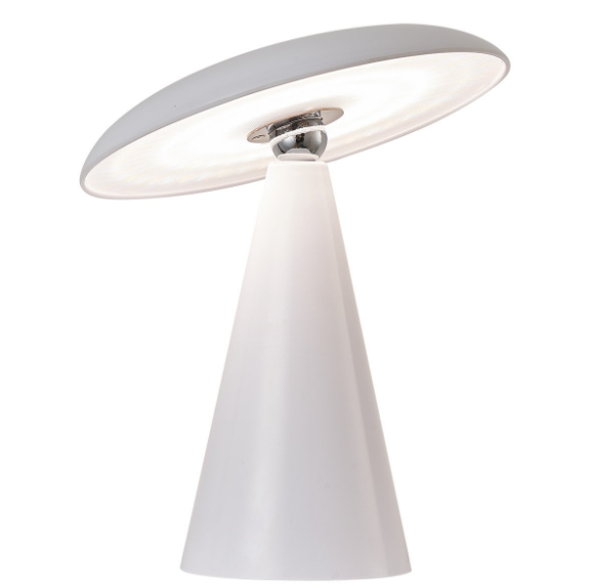 Bureaulamp ‘Mush’ LED Op Accu – Dimbare Tafellamp met Afneembare Kap en Kleurstanden | Wit | 23x23x26cm