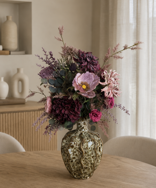 Zijden Bloemen Boeket ‘Burgundy’ | Met of zonder vaas