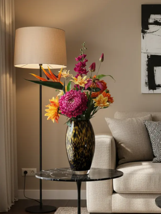 Zijden Bloemen Boeket Inclusief Vaas ‘Tropical Cheetah’
