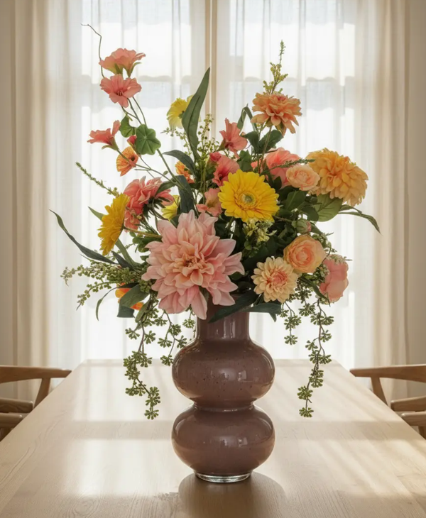 Zijden Bloemen Boeket ‘Nova’ | Inclusief Luxe Vaas