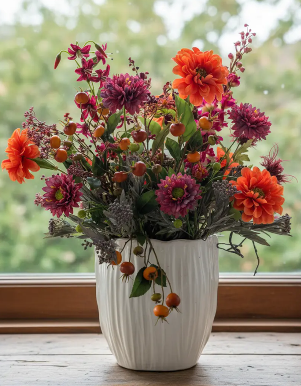 XL Zijden Bloemen Boeket | Inclusief Vaas