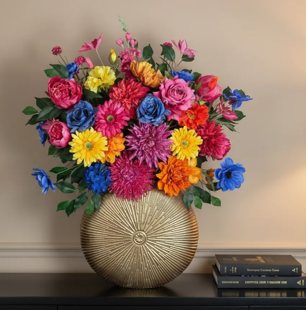 XXL Zijden Bloemen Boeket ‘Bont’ | Inclusief Vaas