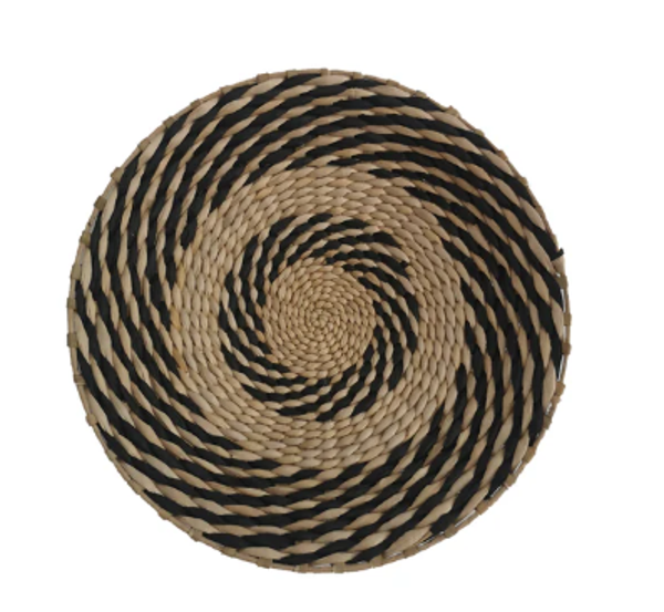 Wanddecoratie Rotan | Zwart/Naturel | 35x6cm