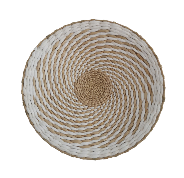 Wanddecoratie Rotan | Wit/Naturel | 35x6cm