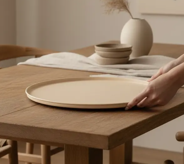 Rond Dienblad Decoratief | Sand | In verschillende maten