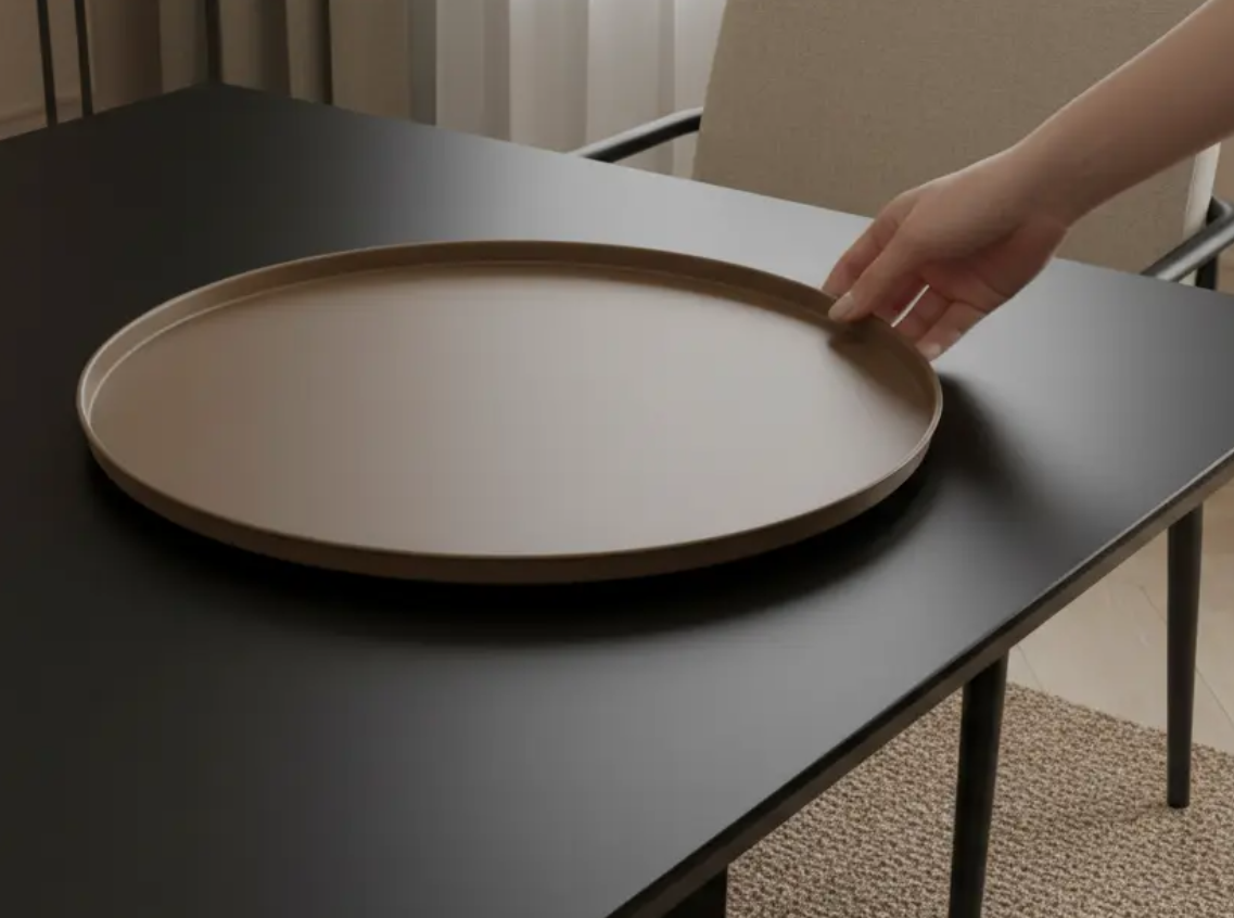 Rond Dienblad Decoratief | Taupe/Goud | In verschillende maten