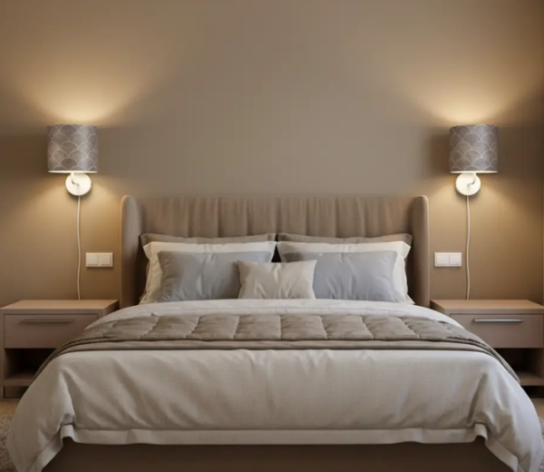 Wandlampen Wit Met Taupe Kap