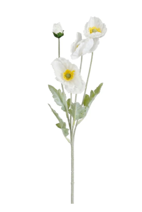 Kunstbloemen Klaproos Real Touch Wit | 61cm