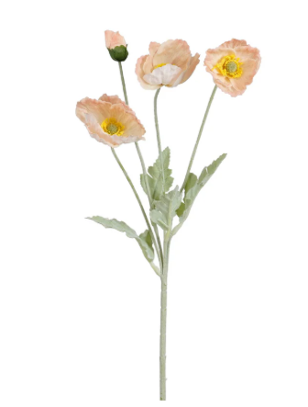 Kunstbloemen Klaproos Real Touch Peach | 61cm