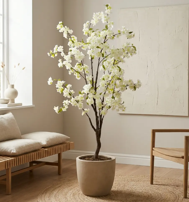 Kunst Blossom Cherry Tree Wit – 135 cm | Luxe Bloesemboom