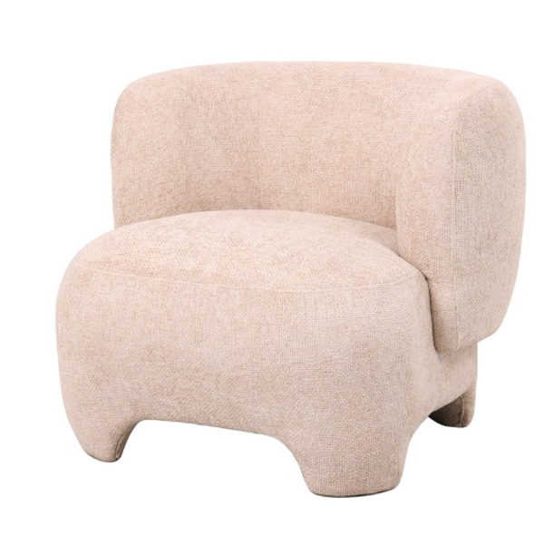 Fauteuil 'Loraine' Chenille Beige | Japandi