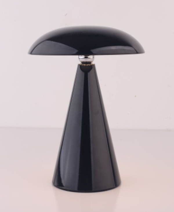 LED Bureaulamp ‘Mushie’ – Draadloze Tafellamp op Accu met Kleurstanden | Zwart | 15,5x15,5x21cm