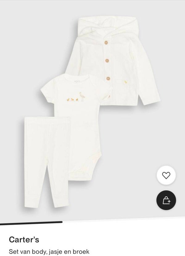3-delige set,wit. Body,jasje,broek