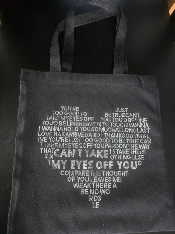 "Can’t Take My Eyes Off You" Rhinestone Tote Bag