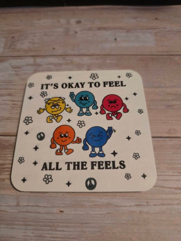 "All the Feels" Cork Coaster – Slightly Off-Centered (Discounted)