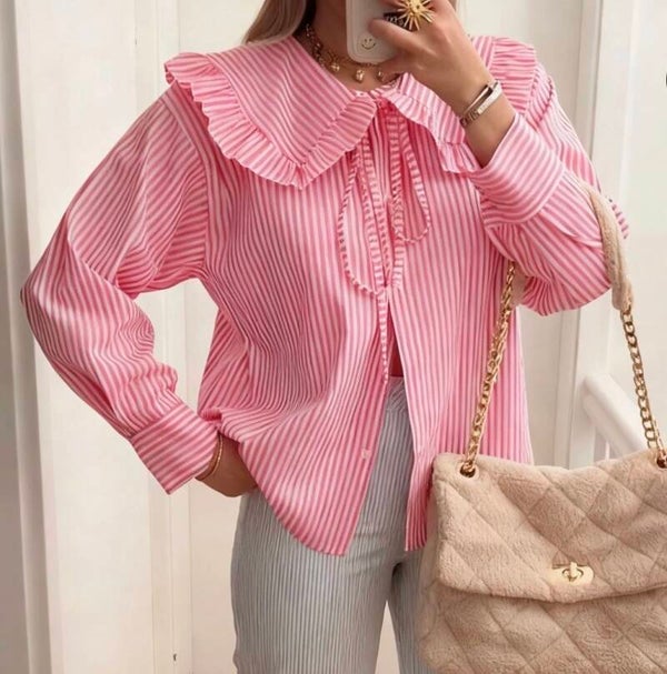 Chemise lignée rose