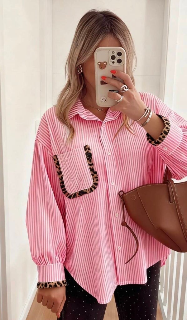 Chemise lignée & léopard