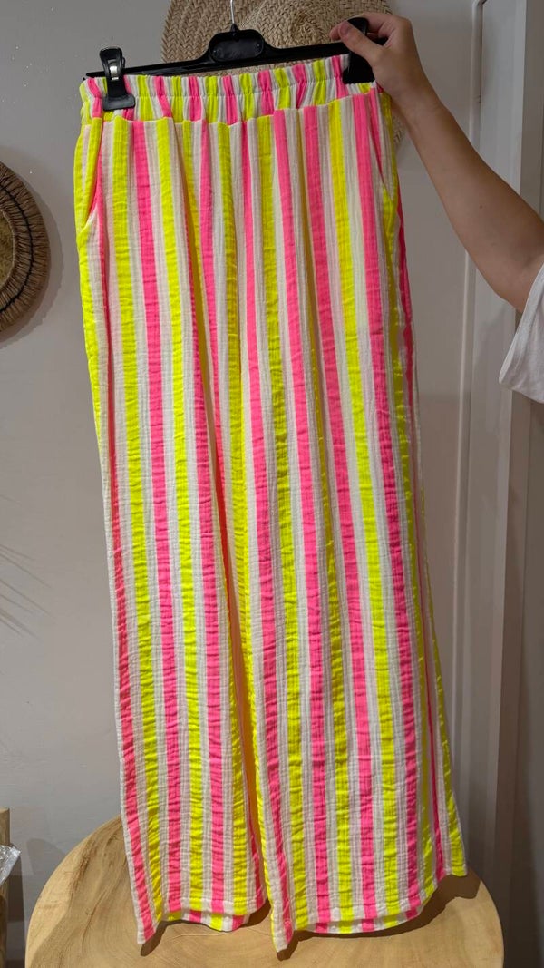 Pantalon ligné fluo