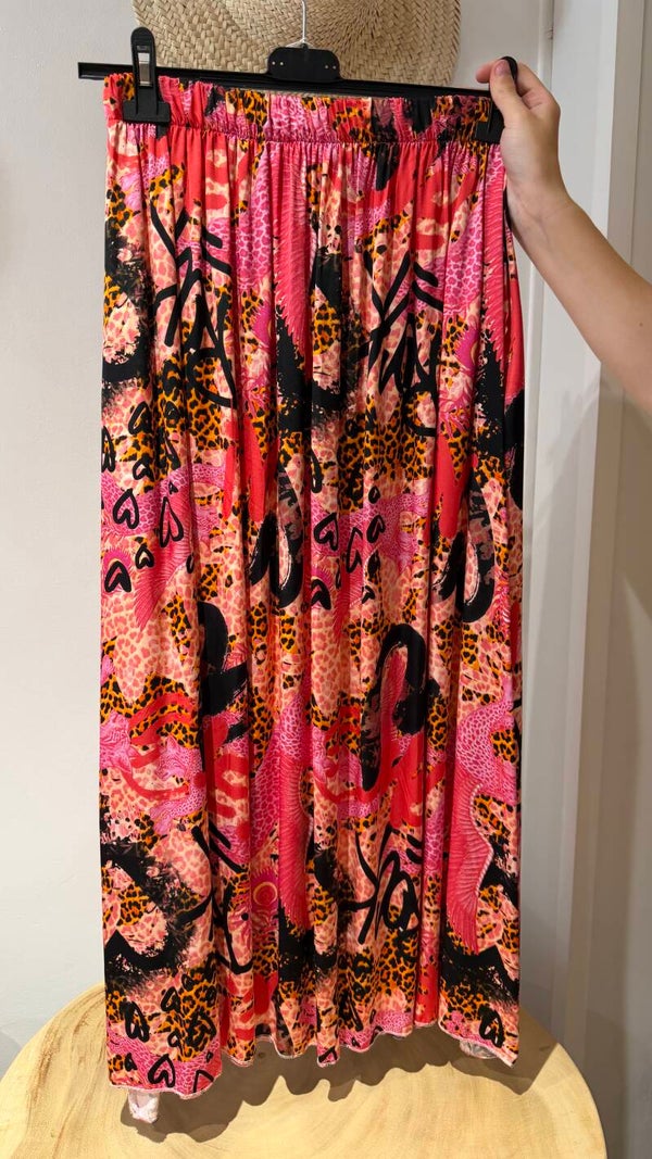 Jupe satin léopard