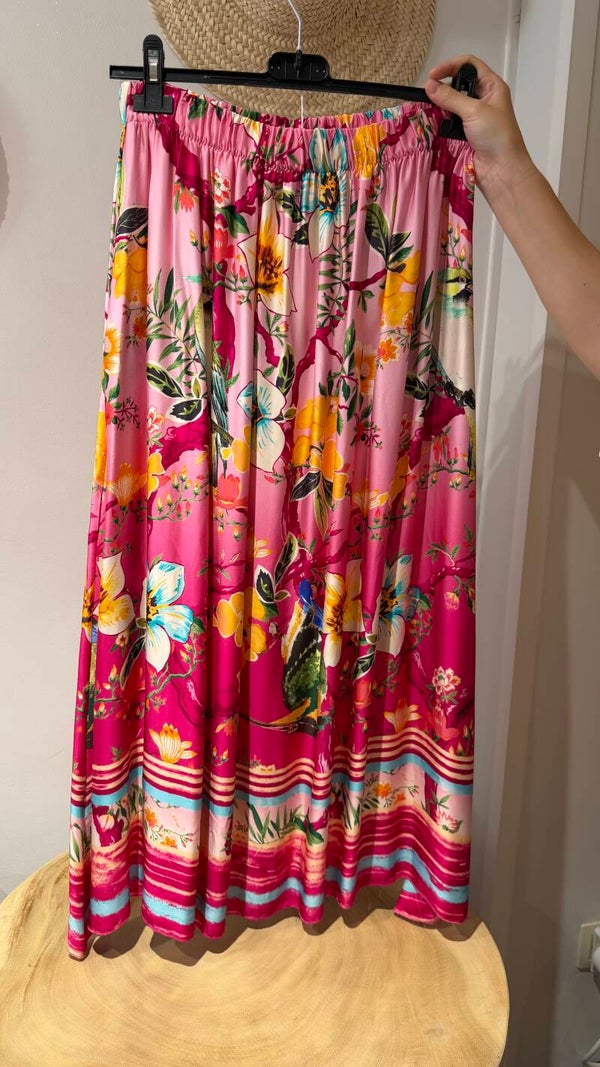 Jupe satin floral