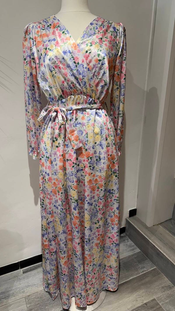 Robe satin fleurie