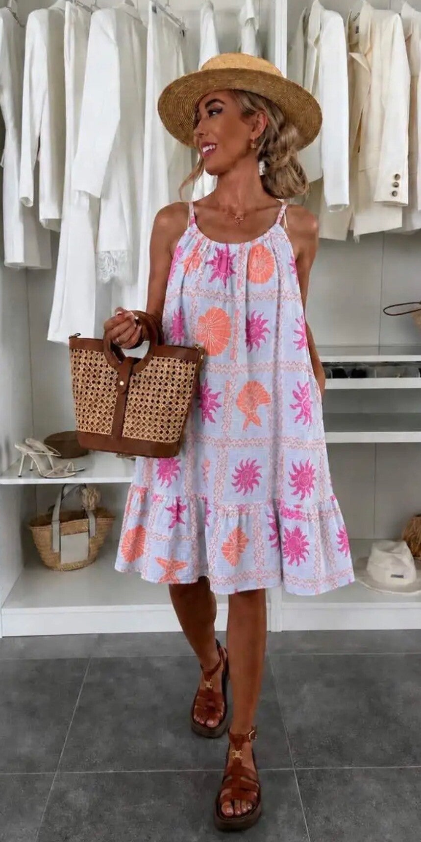 Robe coquillage bleu