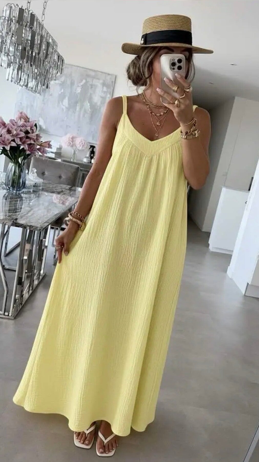 Robe bretelle jaune