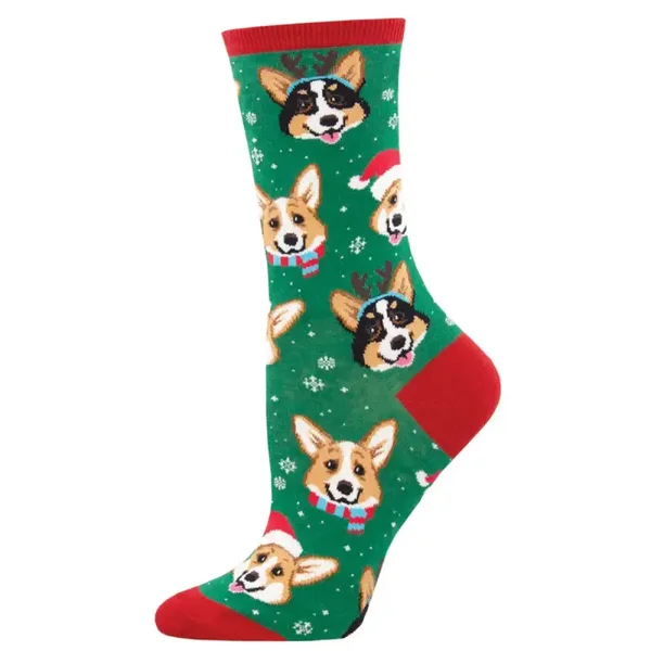 Damensocken Chrismas Corgi