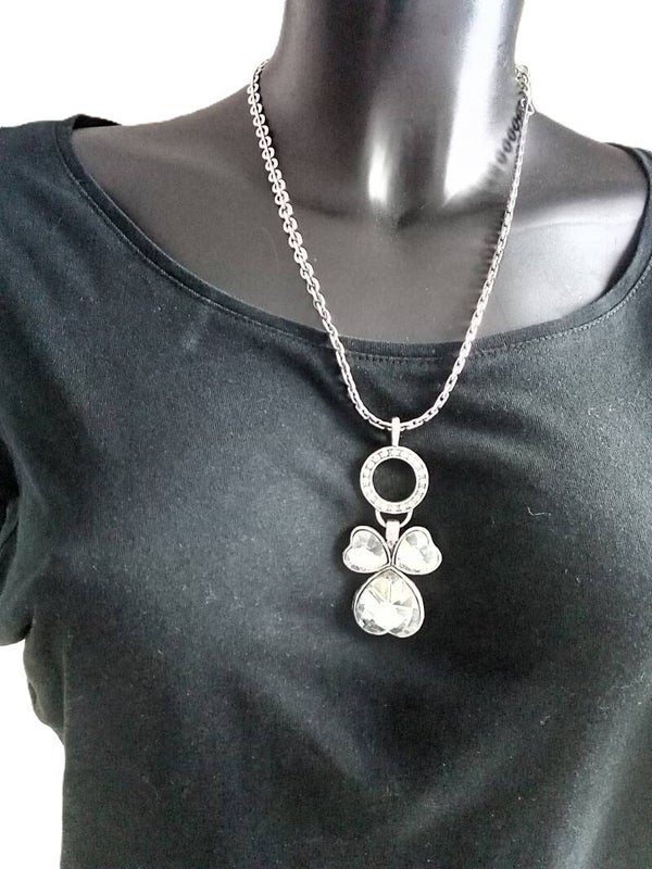 COLLIER SAUTOIR, PIERRES DE VERRE REHAUSSES DE STRASS