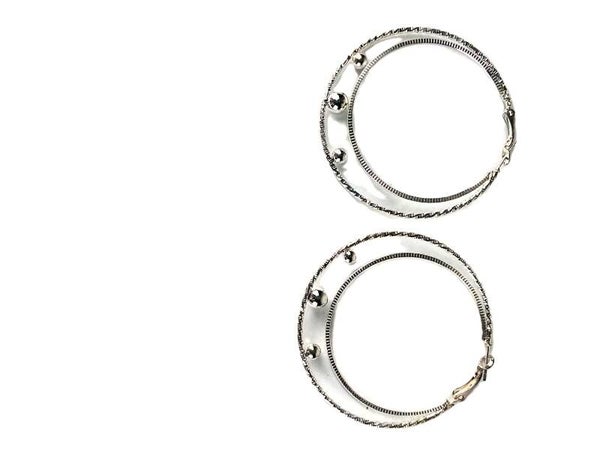 Boucles d'oreilles, CREOLES GRIS ARGENT, acier inoxydable