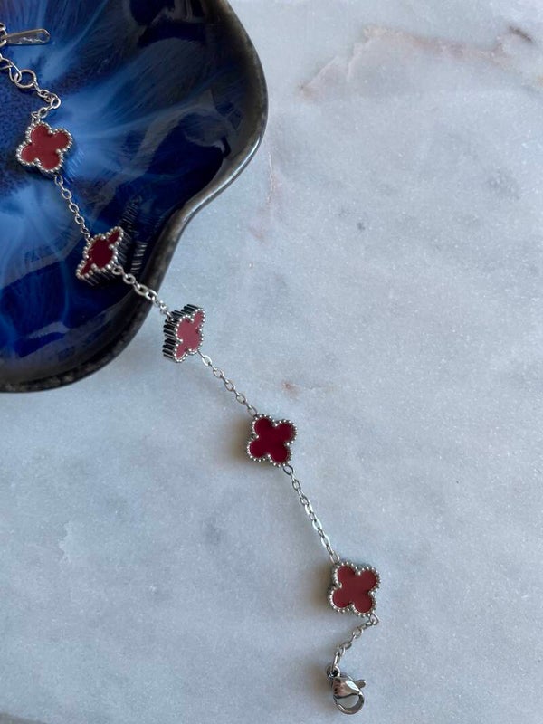 Bracelet fleur de feu argenté