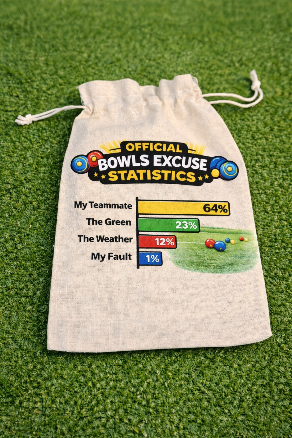 Official Bowls Excuse Statistics - Drawstring Bag