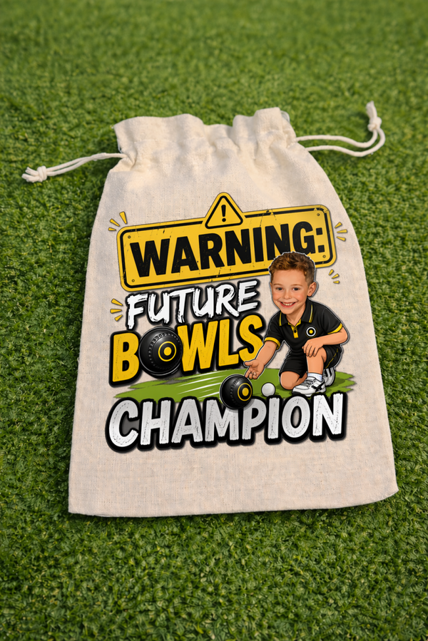PERSONALISED - Warning: Future Bowls Champion - Drawstring Bag