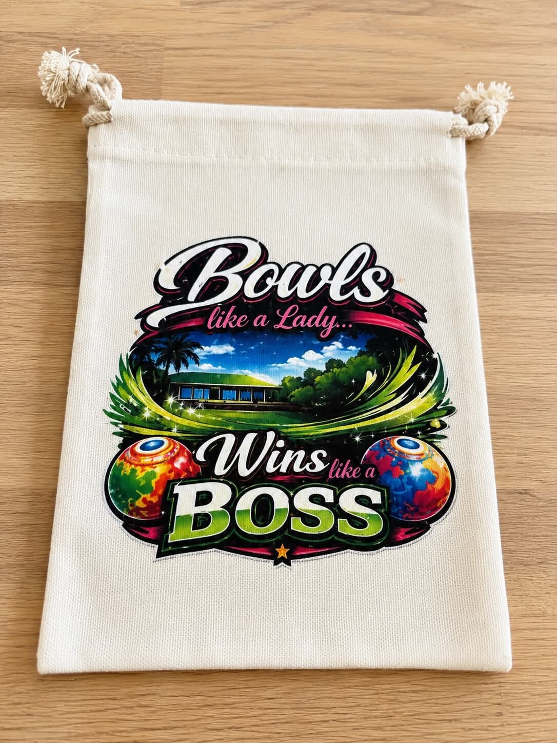 Bowls Like A Lady - Drawstring Bag