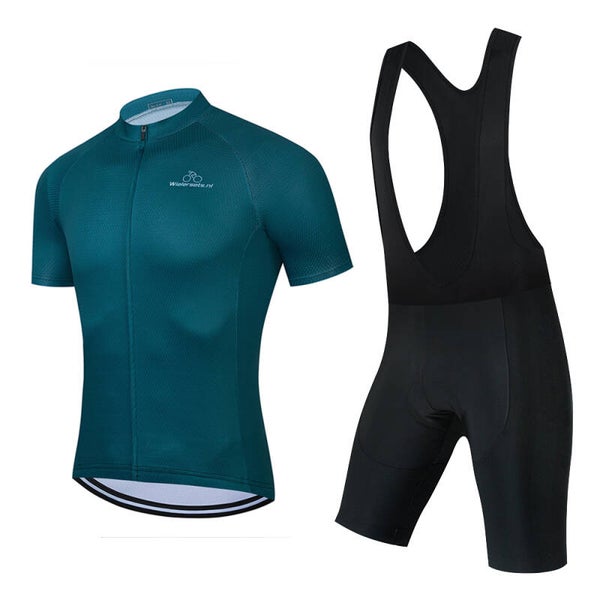 Sale set Blue Green wielerkleding maat L, XL, 5XL