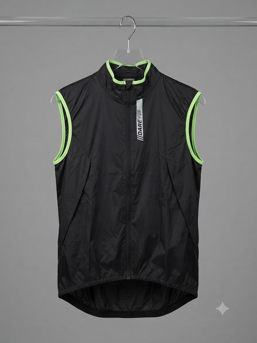 Herfst/winter windvest waterafstotend zwart (fluor rand)