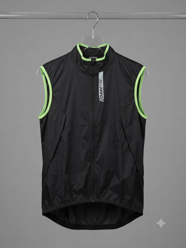 Herfst/winter windvest waterafstotend zwart (fluor rand)