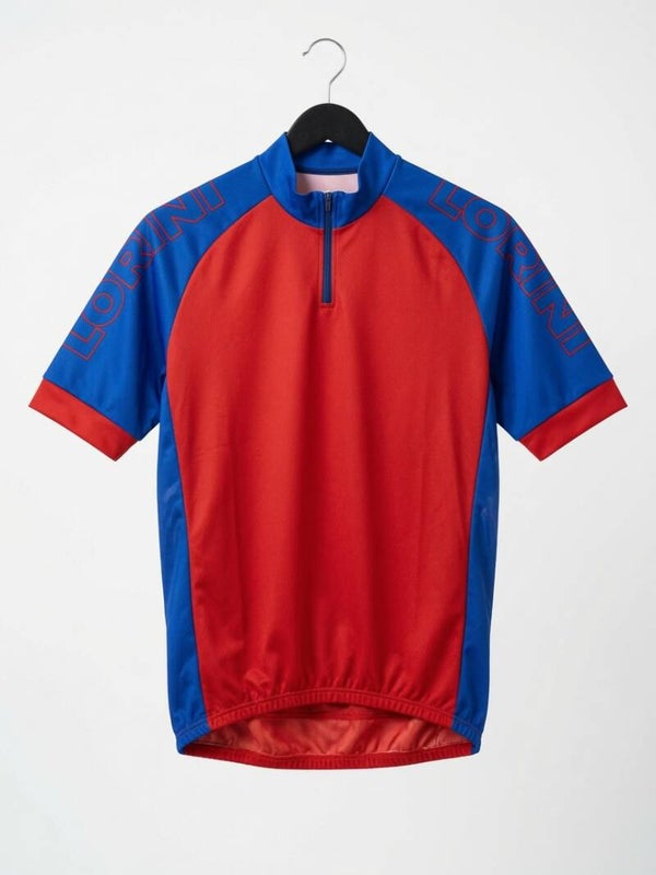 Lorini rood (blauwe mouw) shirt kort maat M