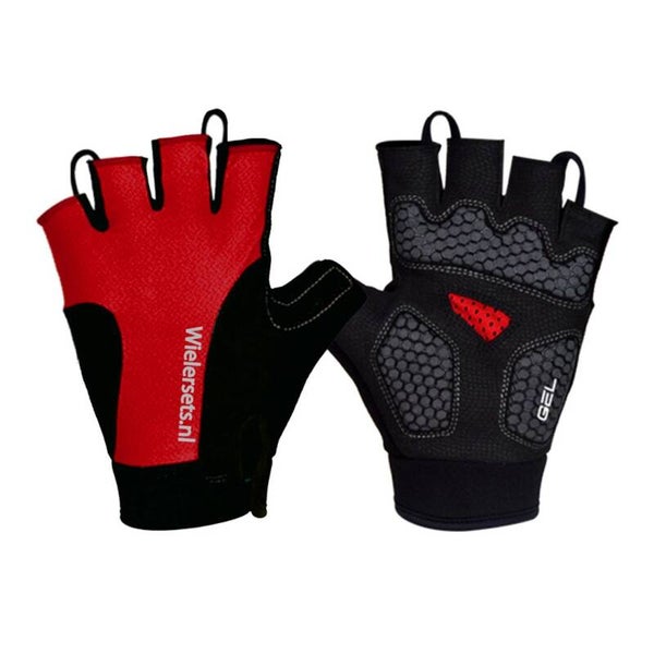 PRO fietshandschoenen kort rood/zwart allround