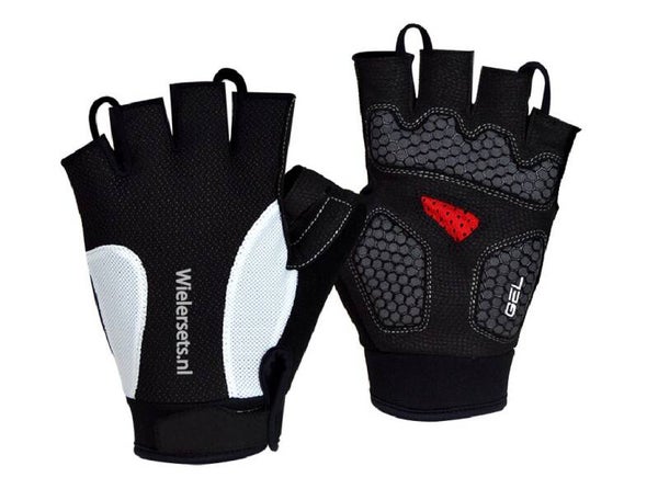 PRO fietshandschoenen kort wit/zwart allround