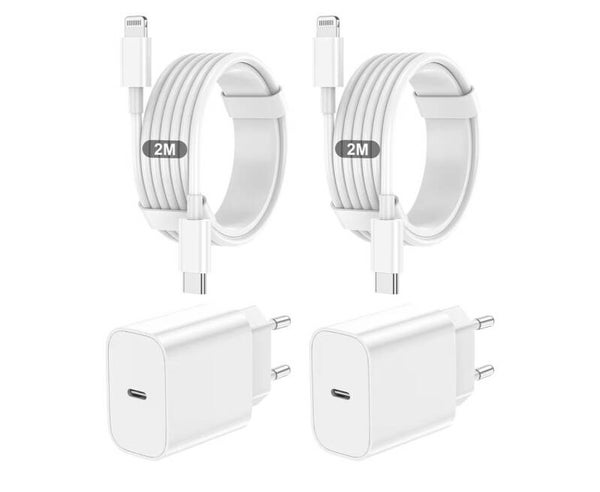 Chargeur Rapide pour iPhone, 2 Pièces USB C Chargeur