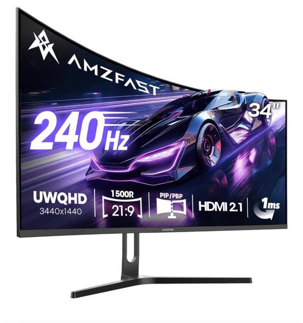Amzfast Ecran PC Gamer Incurvé 34 Pouces, 240Hz, UWQHD 3440x1440 (21:9)