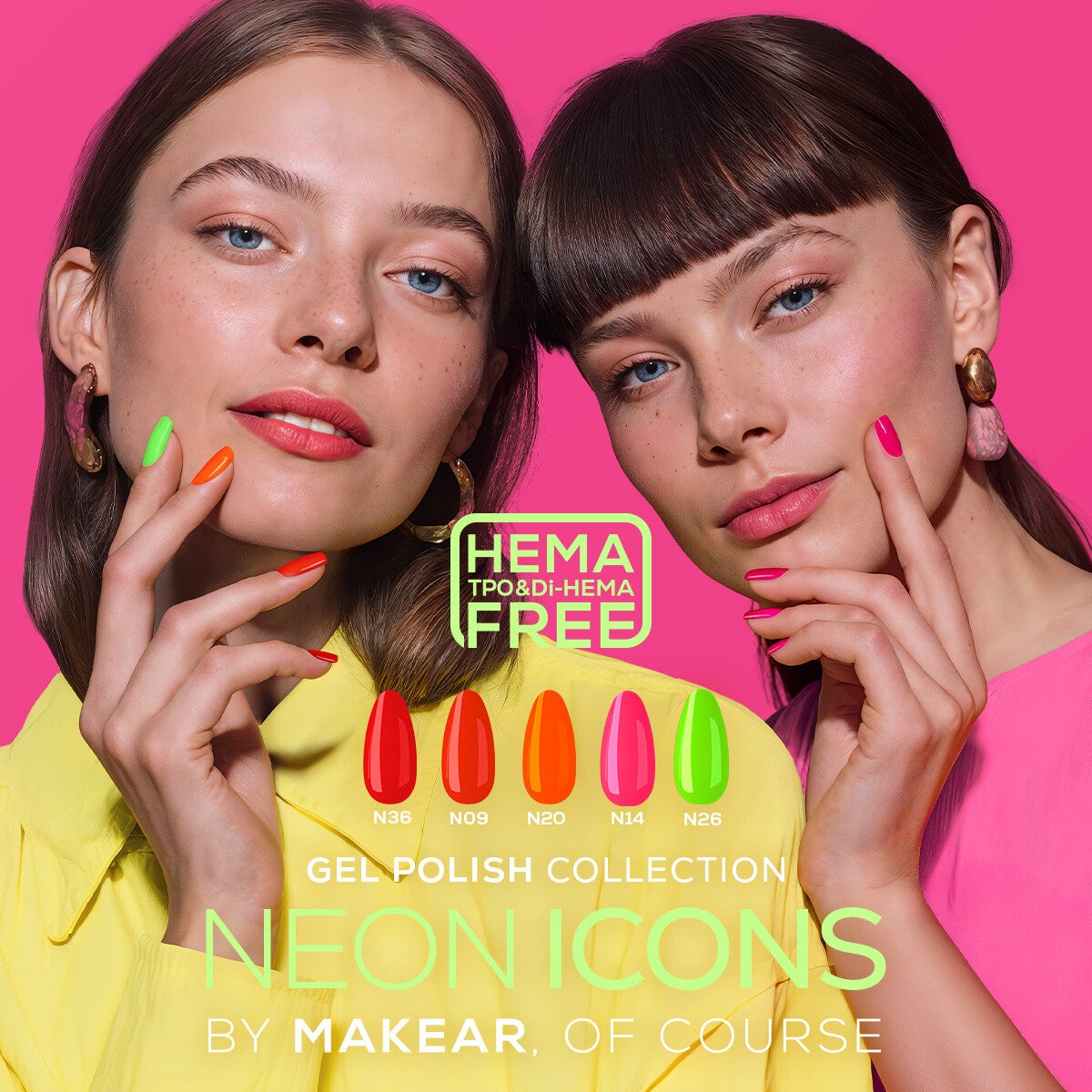 Makear Neon Gellak Set – 5x8ml (HEMA Free)