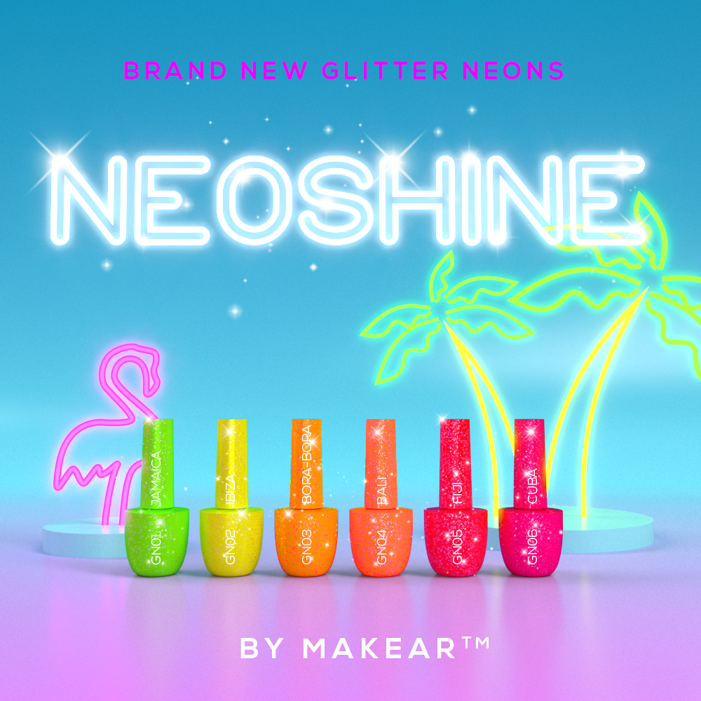 Makear Glitter Neon Gellak Set – 6x8ml (HEMA Free)