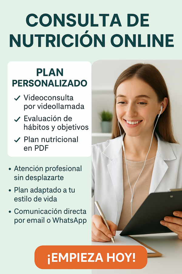 Consulta de Nutrición Online, o presencial – Plan Personalizado